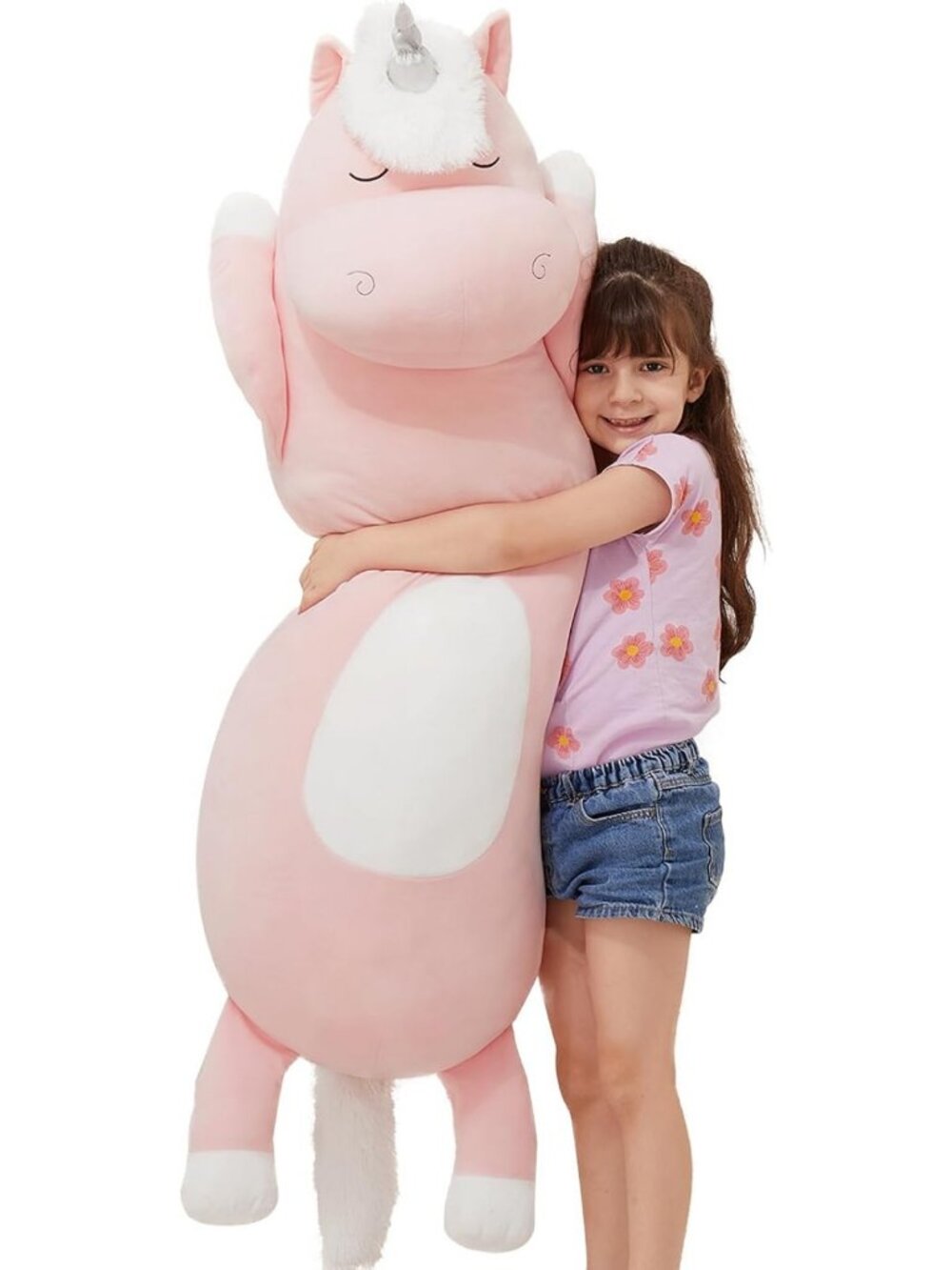 Giant 4Ft Plush Unicorn Body Pillow - Jumbo Soft Stuffed Animal for Kids